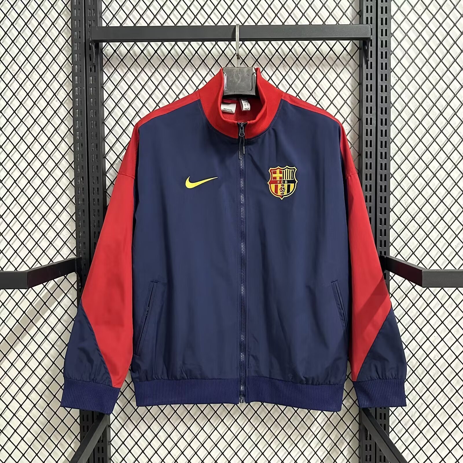 AAA Quality Barcelona 25/26 Wind Coat - Navy Blue/Red